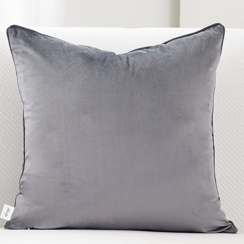 Alerfa Square Geometrical Plaid Striped Cut Velvet Throw Pillow Cover 18x18 Inch Luxury Modern Decorative Accent Pillow Cover for Couch Living Room Bedroom, Gray - Image 2
